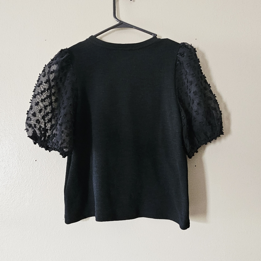 Black Puff Sleeve Top - Picture 2 of 4